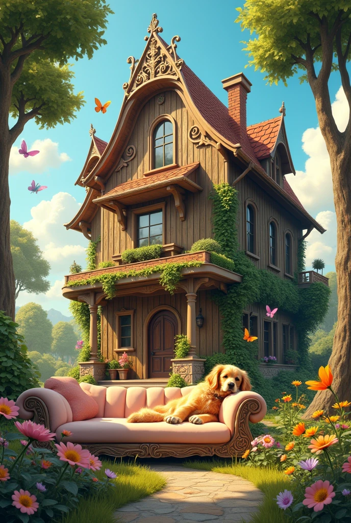 Giant house with a dog living in it