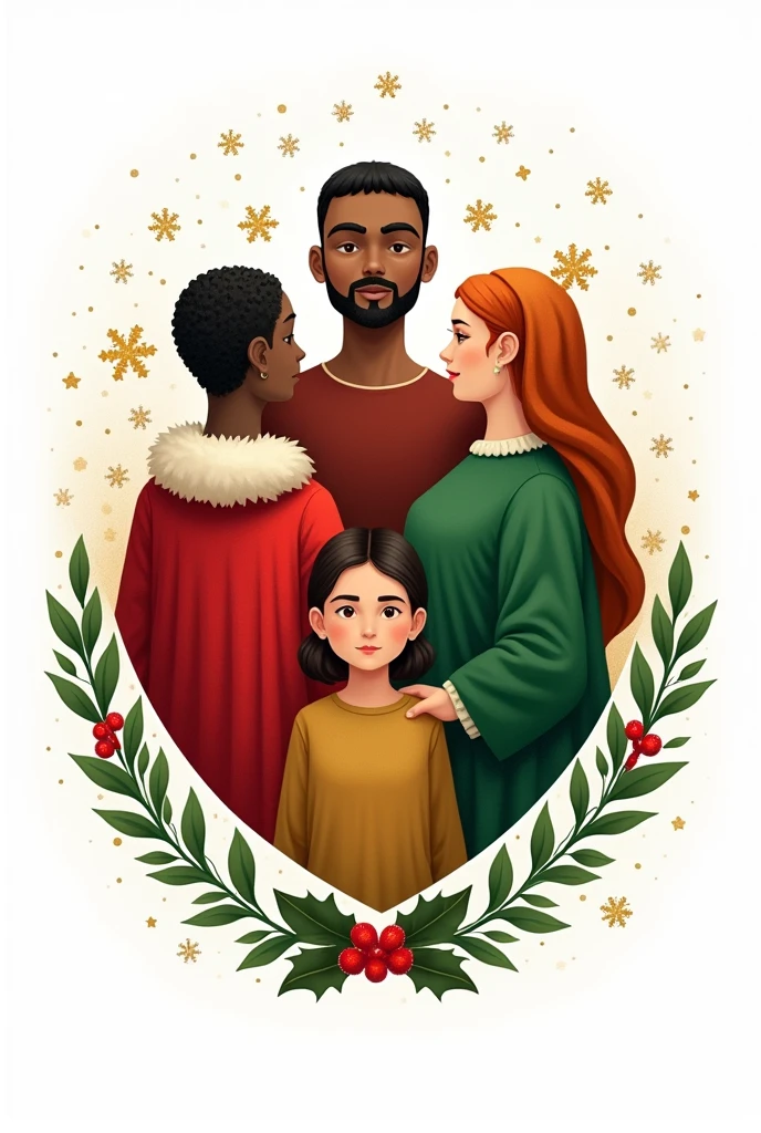 Logo for Christmas solidarity that can be used on t-shirts and banners with a completely white background and space for writing with various Christmas colors around it, real Christmas heroes without writing