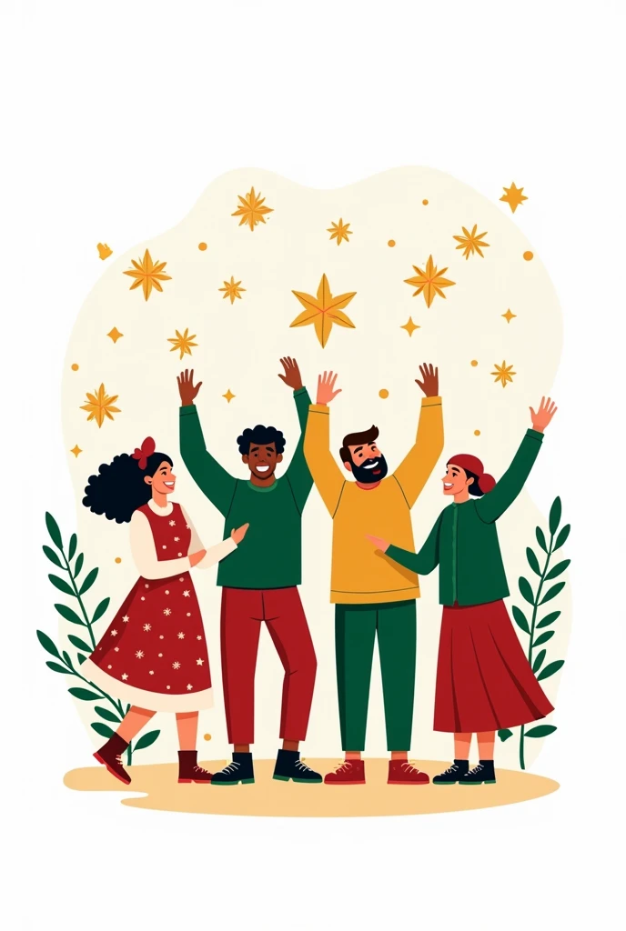 Logo for Christmas solidarity that can be used on t-shirts and banners with a completely white background and space for writing with various Christmas colors around it, real Christmas heroes without writing

