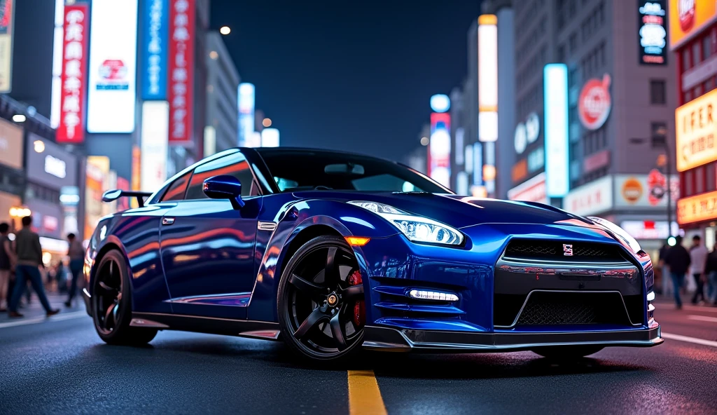 nissan gtr skyline on japan city at night for mobile walpaper