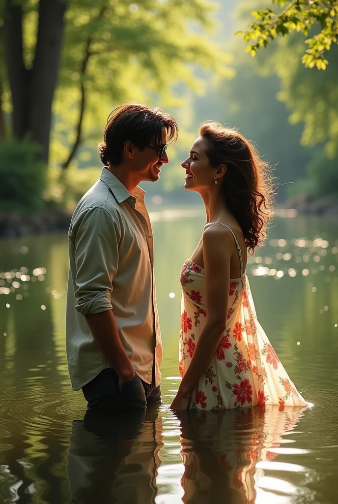 Johnny Depp y Winnona Ryder en un lago
