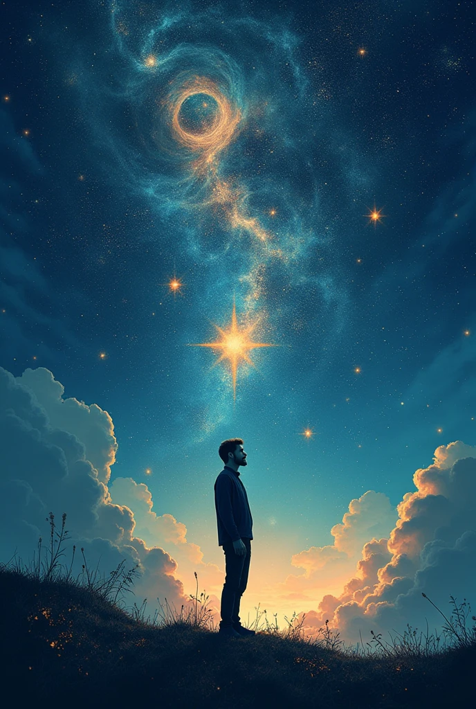 Can you make amazing poet book cover design about star without a sky for a man