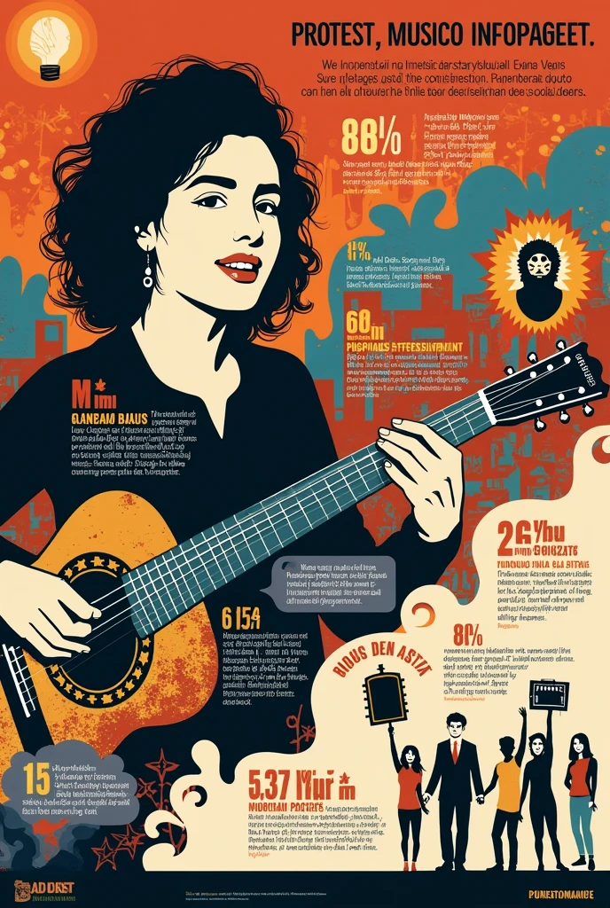 Infographic in Spanish about protest music