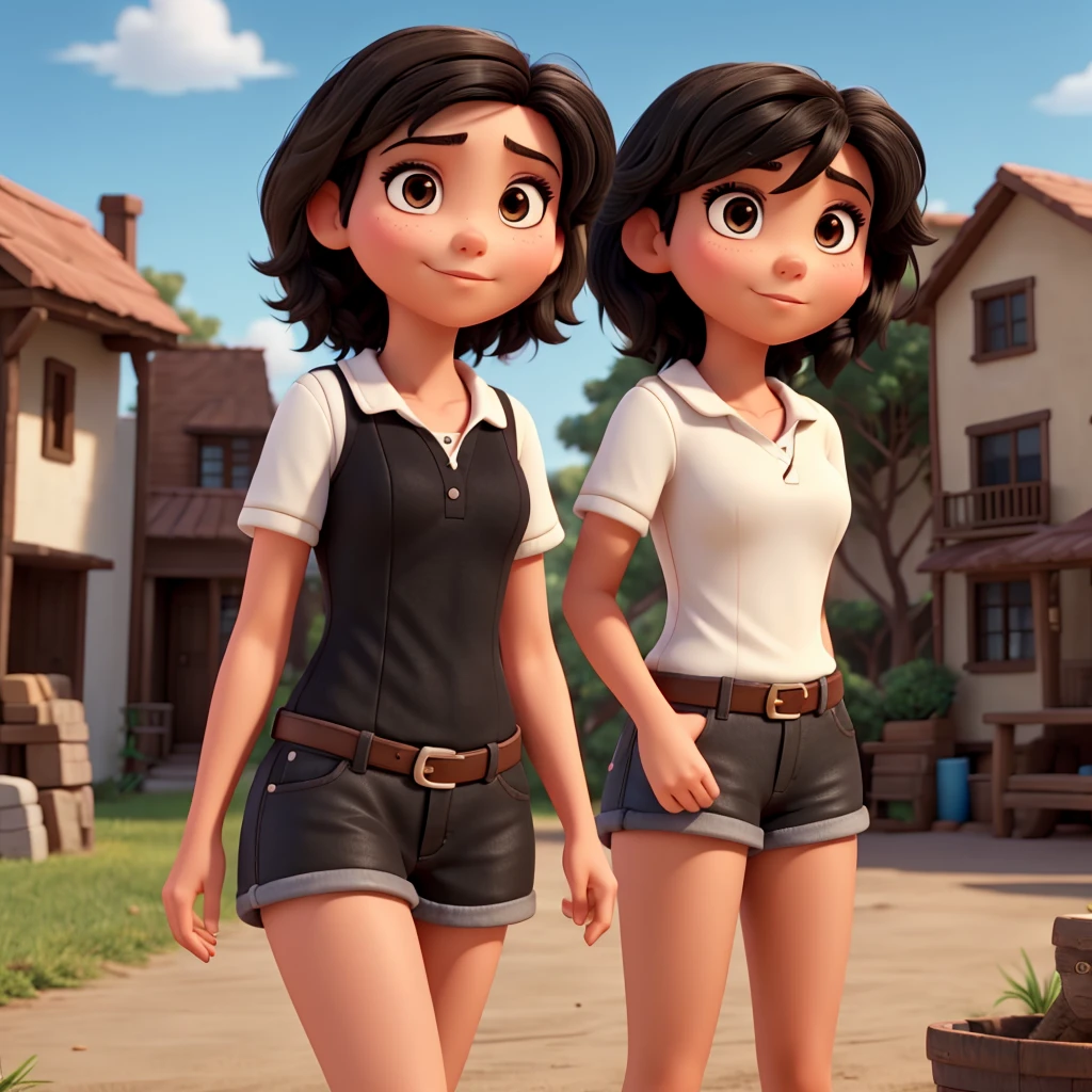 A brunette with black eyes and short black hair with the title Ludmila Disney Pixar