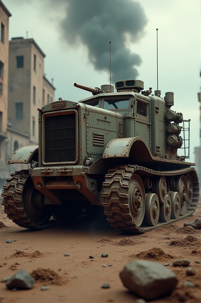 A dieselpunk military vehicle