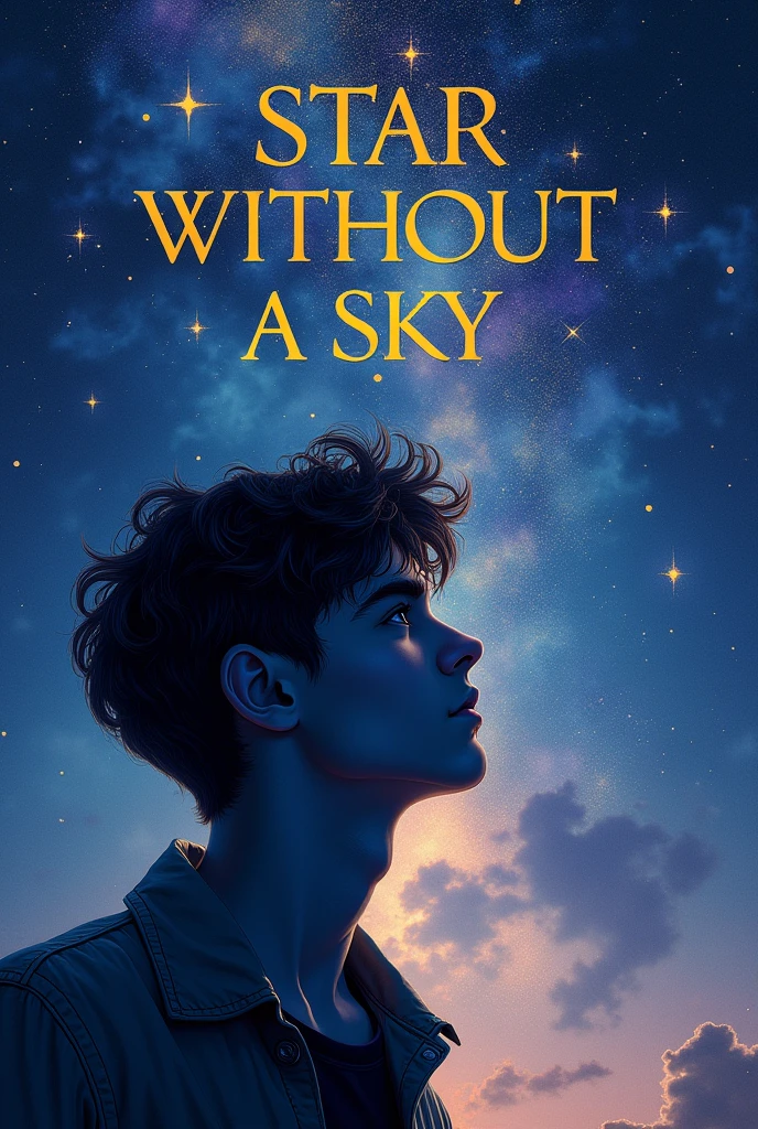 Can you make amazing poet book cover design about star without a sky for a guy