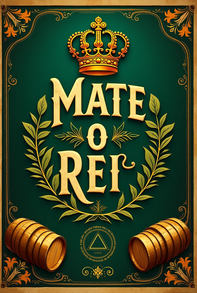 Create a logo for an artisanal cachaça with a touch of mate tea, call "Mate o Rei"