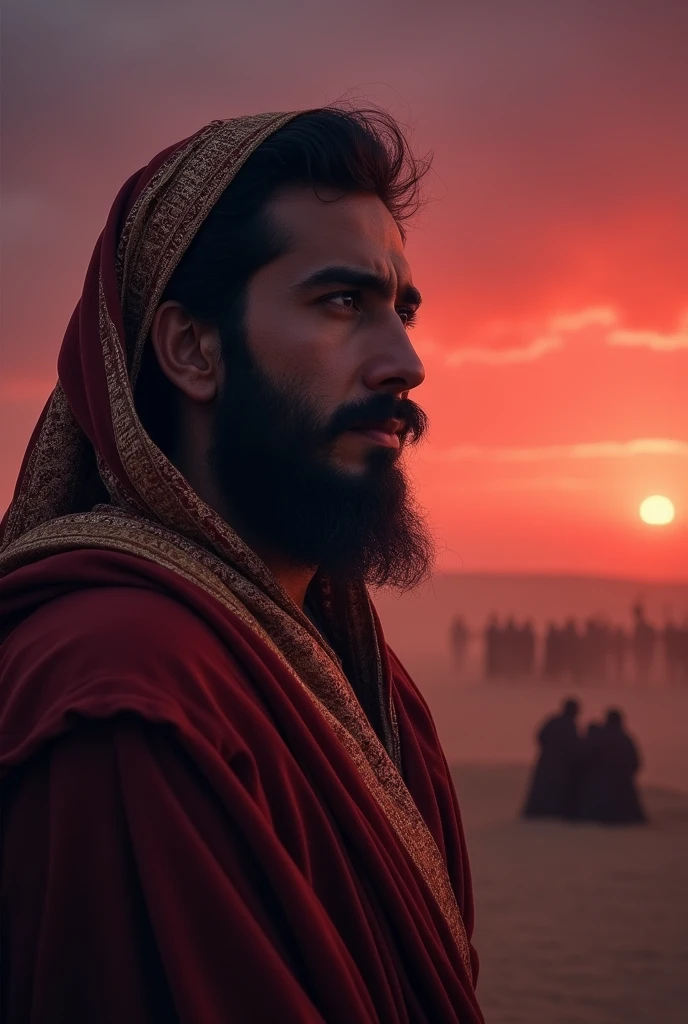 When imam Hussain was killed even his last breath and his head was cut how was he look like make a picture