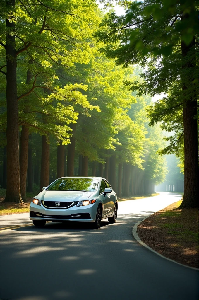 White civic reborn 2011 on road with tree back ground