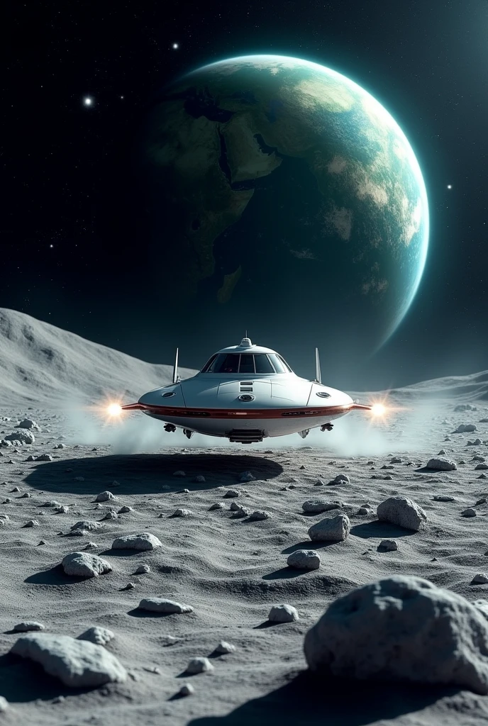 create an image about space, specifically on the moon landed with spacecraft