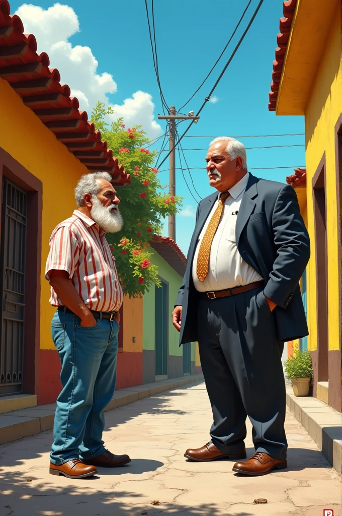 Image of Don Ramon paying the rent to Don Barriga
