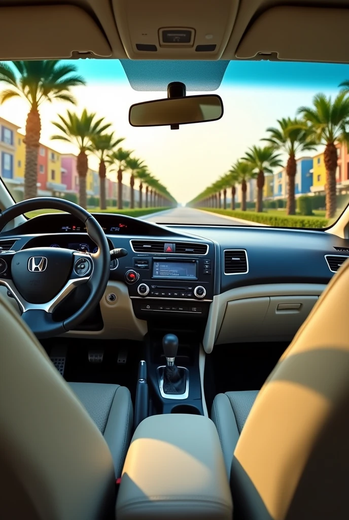 Interior of White civic reborn 2011 on road
With Bahria town karachi