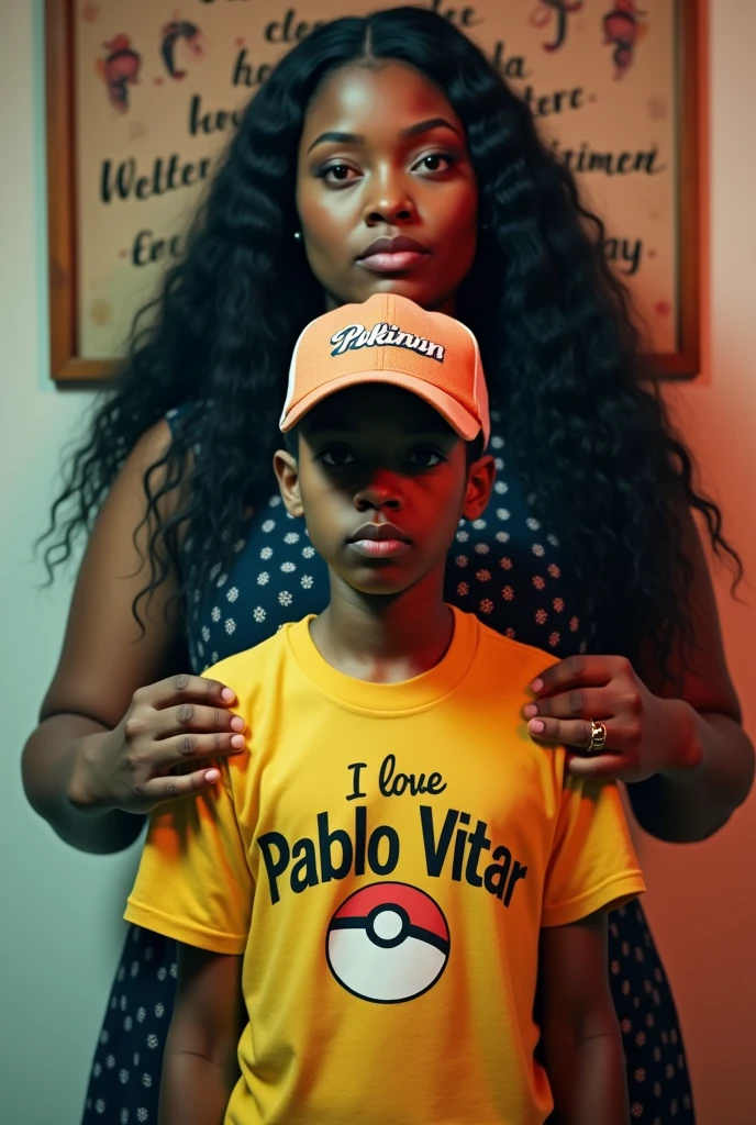 Make a hat like Ash&#39;s from Pokémon, he must have brown eyes, slightly black skin and be a little thin from drug use, There must be a t-shirt that says I love Pablo Vitar and there must be a frame on the back that says Pedro Bravosi,must be getting beaten by his wife who is a fat woman with black hair and dark skin 