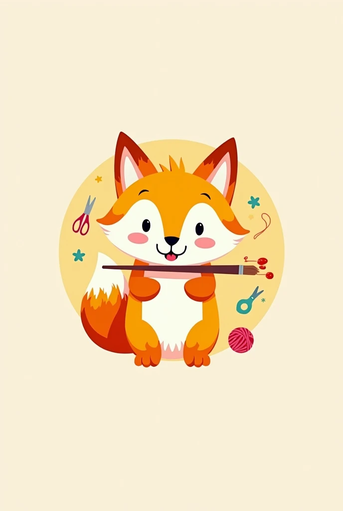 Create a logo for a crafts company with cute animated yellow and orange colors with a representative animal