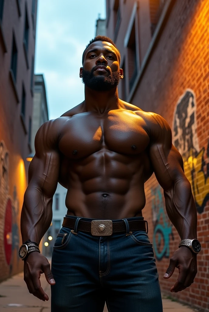 A very strong black man half naked