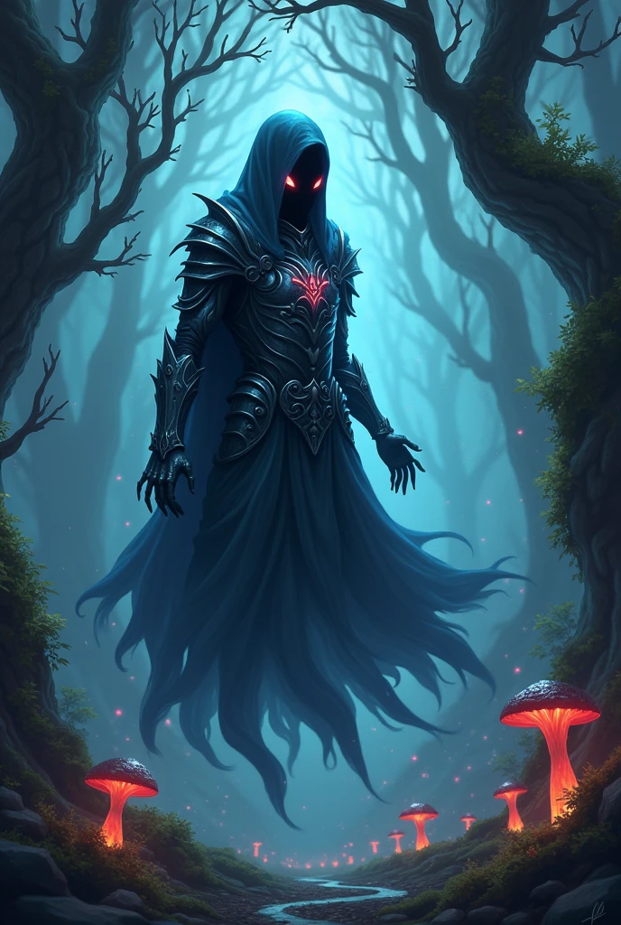 Black ghost armored slime in anime style