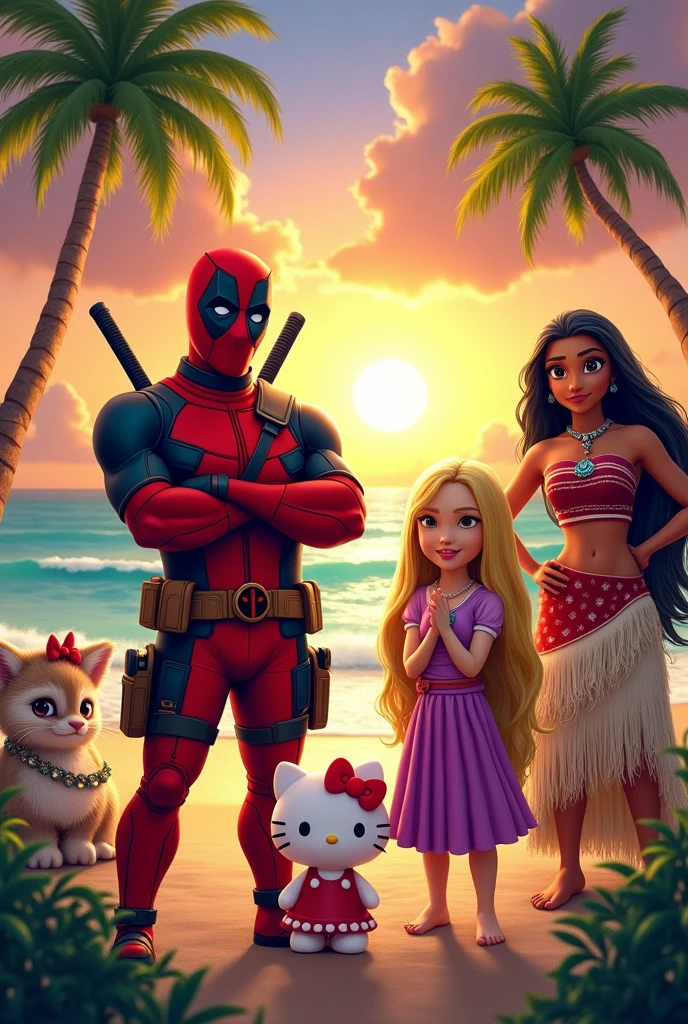 DeadPool, hello kitty, rapunzel e Moana