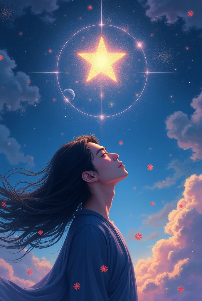 Can you make amazing poet book cover design about star without a sky for a Asian guy? Without any words 