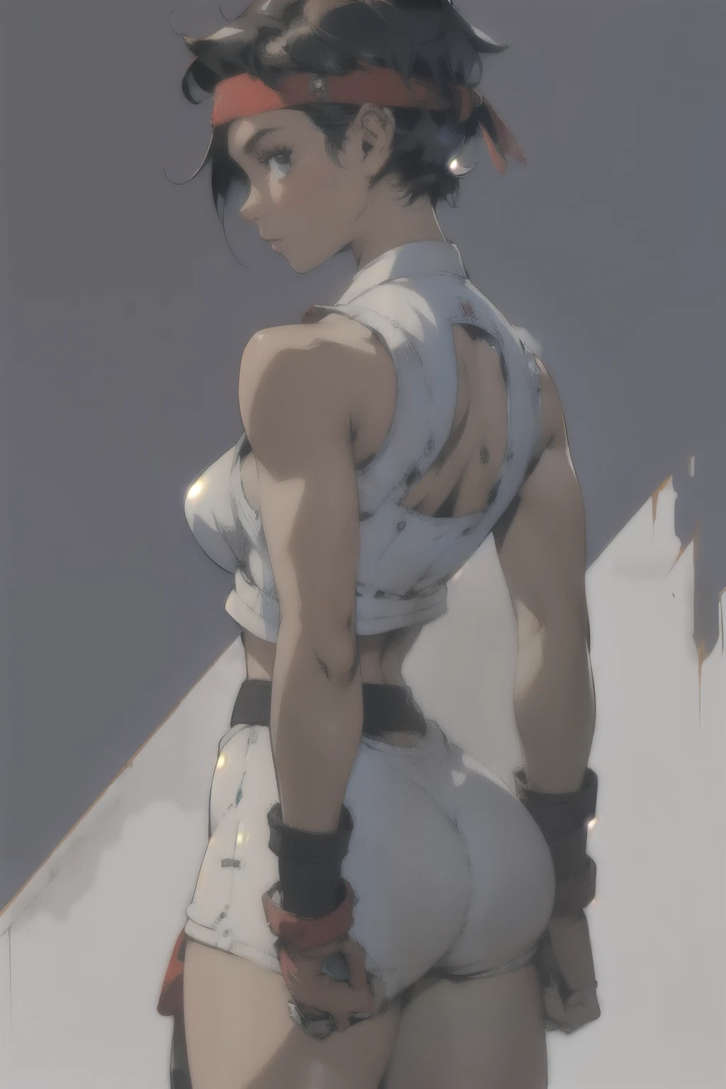 (best quality,ultra-detailed,realistic:1.37),musclaur badass girl with sculpted body with preview her musclaur body and back muscles, full review of the female character's face and body, intense expression,studio lighting, vivid colors, physiologically-based rendering, grungy texture, rugged background, dust particles in the air, commanding presence,professional,powerful, gritty aesthetics,Valmet،short hair،tattoos on shoulders,Shining muscles,with her muscles and back muscles and,training in The middle of the bathroom,rain,raining,rainy weather,eyepatch,from behind,back muscles,angle close to neck,wet,fixing muscles and back muscles,tattoos on back,white skin,rain in night,fixing graphics,fixing character body,take a shower,bathroom,clean her body,naked,water dropped on her body from above