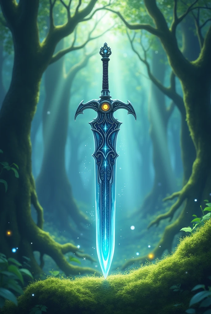 A living sword with anime-style eyes
