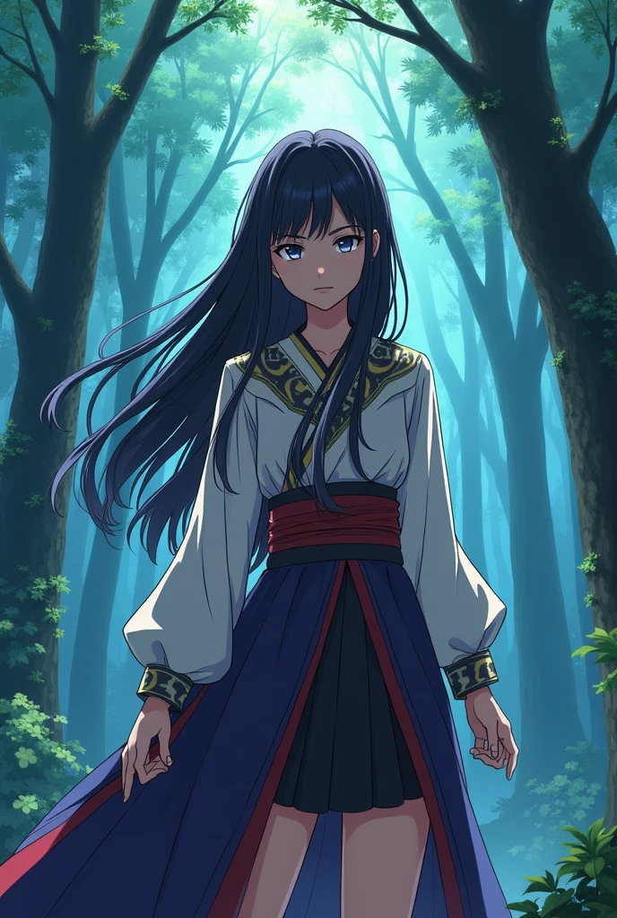 rpg character, , adolescent, Woman, pretty, with anime drawing lines, With a serious face