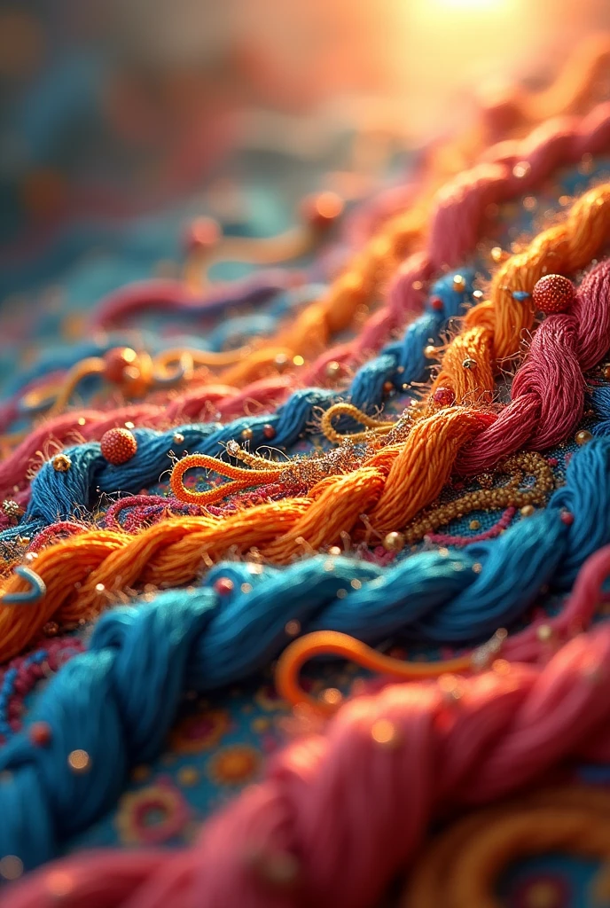 images in three-dimensional and textured effects, including threads and embroidery.

