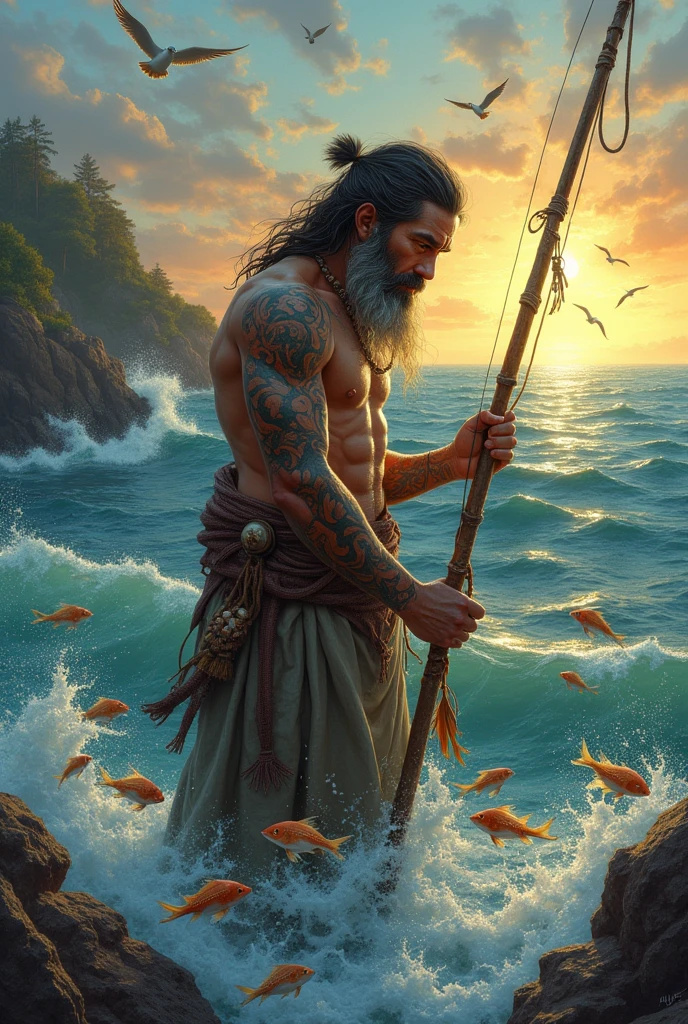 The god of fishing mythological version normal man fisherman

