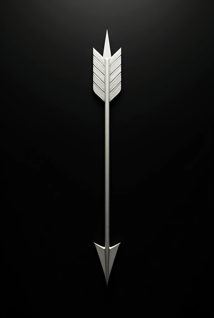 I want a single white arrow (carved) crossing the screen from top to bottom and the background of the image in black