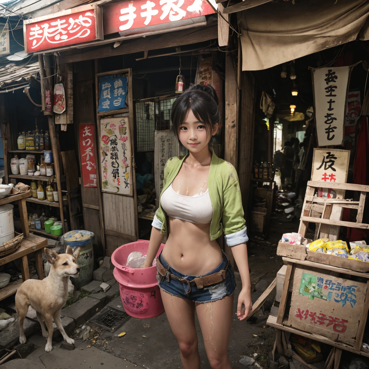 
(masterpiece:1.2、Highest quality)、Places to visit in Japan、Unsanitary and despicable environment、(Shady Underground Mall)、Mysterious Neon、Tavern on the street、(３More than 100 cute girls、３Gather with more than one person)、((Exposing the breasts、Pussy))、Rusted metal、Dirty walls、Dirty floor、((Eat well))、perfect anatomy、smile