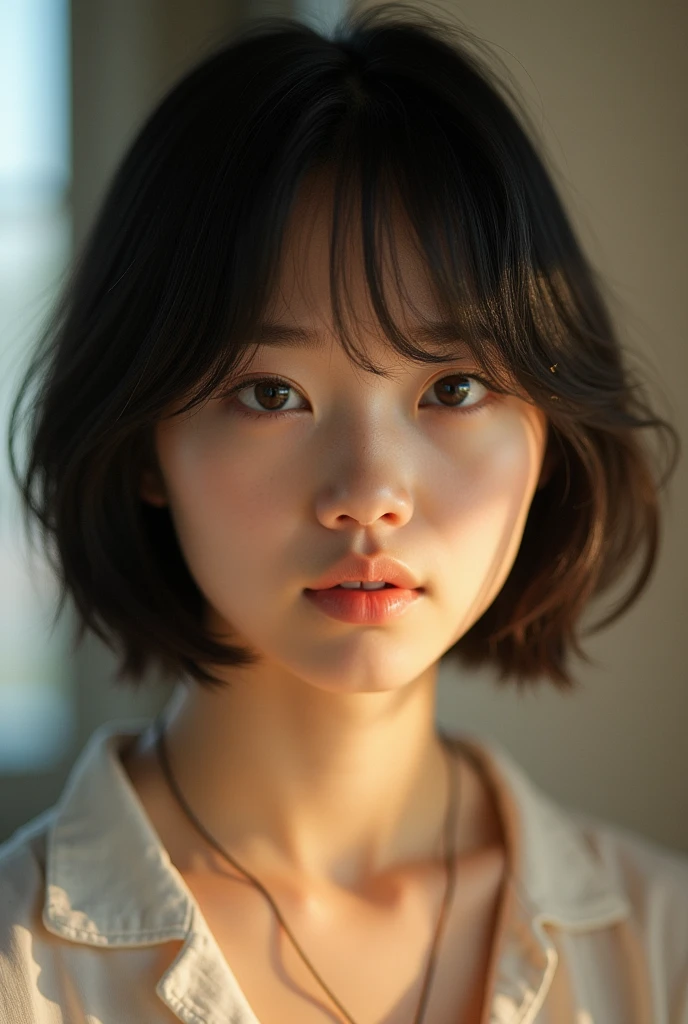((software: 1.4)), ((software, Handsome Short Hair, 1 person)), Ultra-high resolution, (Realistic: 1.4), RAW Photos, Highest quality, (PhotoRealistic Stick), concentrated, Soft Light, (()), ((Japanese)), (( (Young Face))), (surface), (Depth of written boundary), masterpiece, (Realistic), woman, bangs, ((1 person))