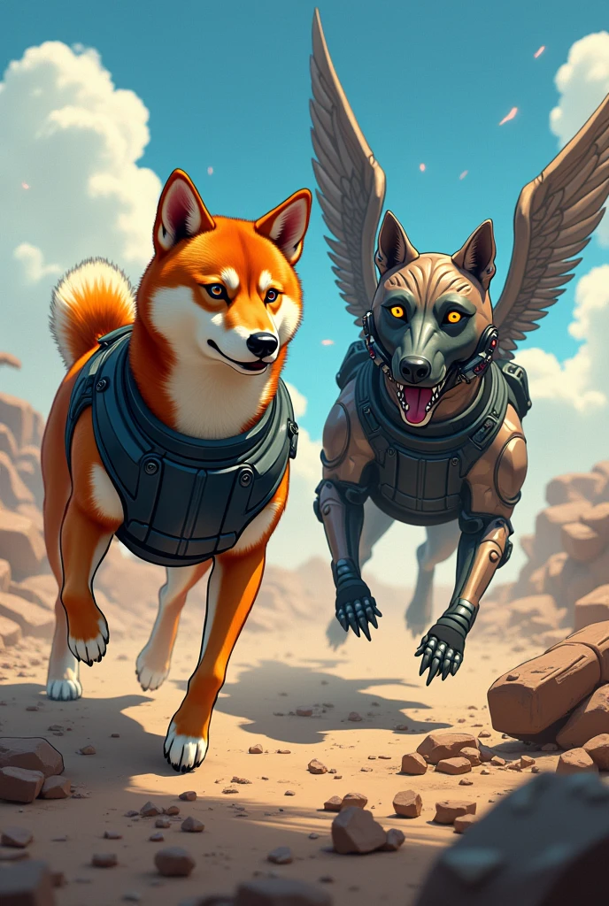 Black Robot Male muscular anthro wolf, standing, left feet standing higher on a stone, left hand holding a picaxe, right hand holding a rock on the wall to climb, sharp predatory glowing orange eyes sith red pupil in the middle and black sharp line in the middle of red pupil, eyes looking at the viewer, wearing white scarf on the neck, wearing big eyeglasses on his head, detailed perfect 4k art, high quality 4k art, detailed black wolf robot face, perfect light, perfect shadow, detailed perfect wolf robot tail with perfect light and shadow, red background