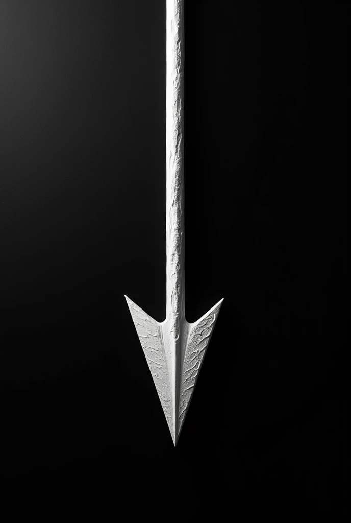 I want a single white arrow (carved)in graphite crossing the screen from top to bottom and the background of the image in black