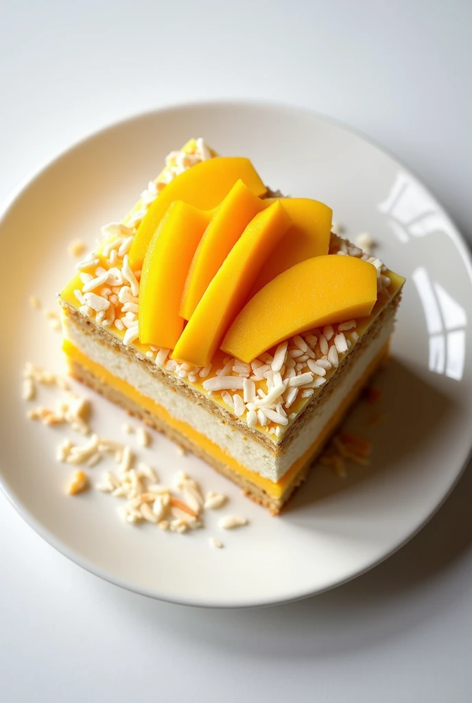 Torta mangga e niyog , plate top view. Do not crop the plate straight top viee