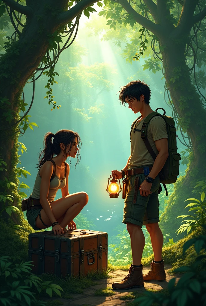Lara and Max discovered a chest in the jungle