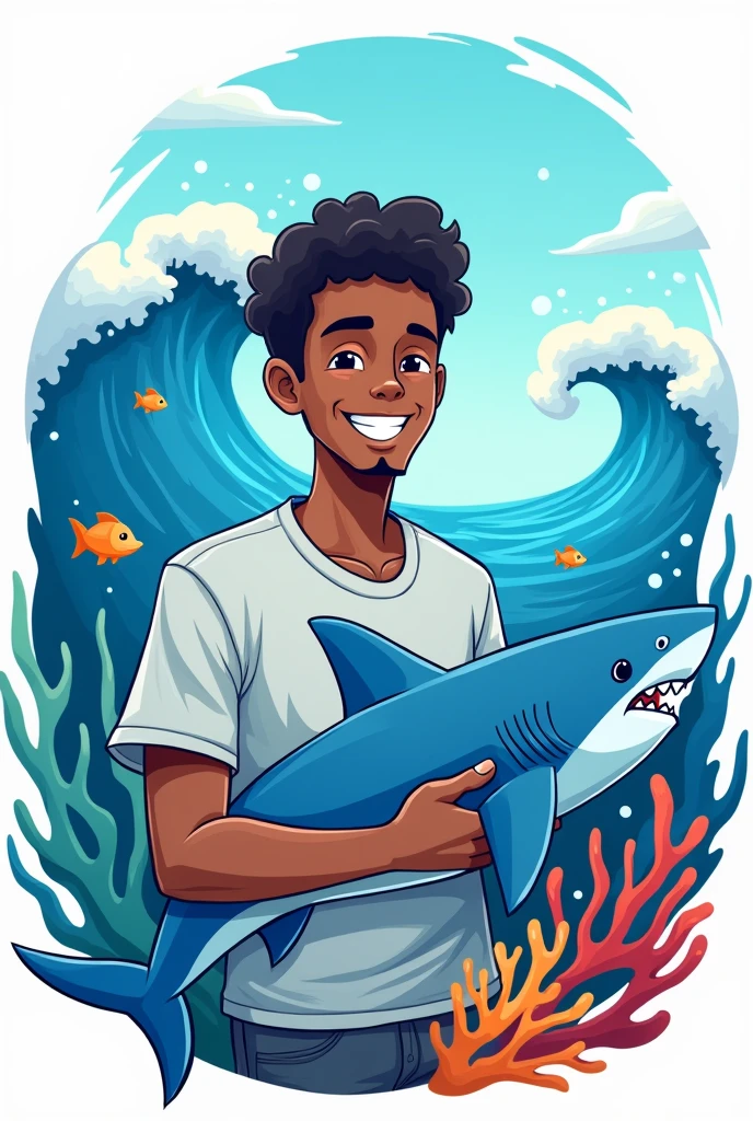 Logo of man donating a shark