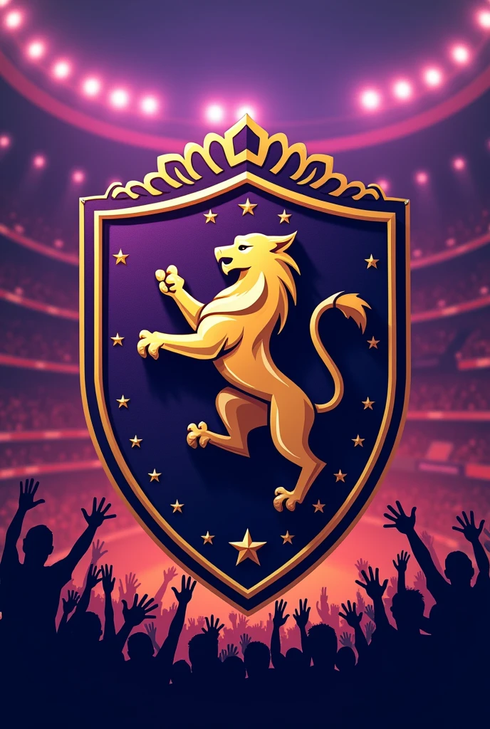 Create a shield for a football team called Barbalho in Portuguese, purple and gold colors