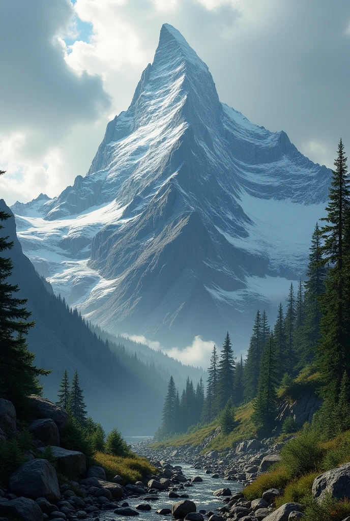 Chaos Mountain seen from below with no people in the image 