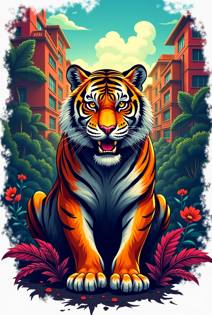 Make a logo of "BJL Trophy" with the theme of favela and tiger