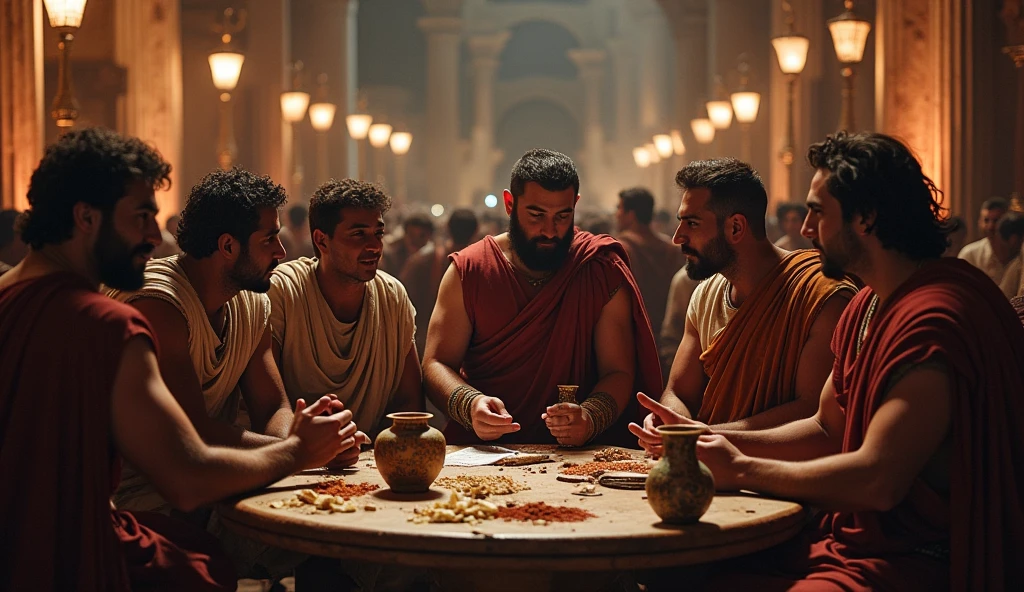 Representation of greedy people talking in the time of 200 BC