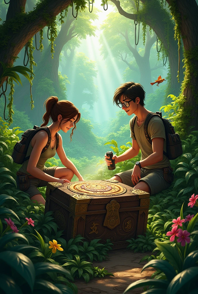 Lara and Max discovered a chest in the jungle