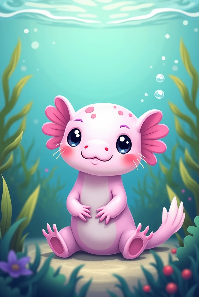 create me a drawing of a cute axolotl