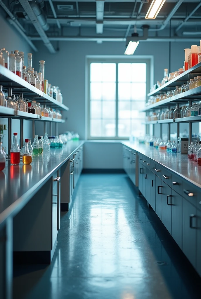 empty chemistry lab scene with lights