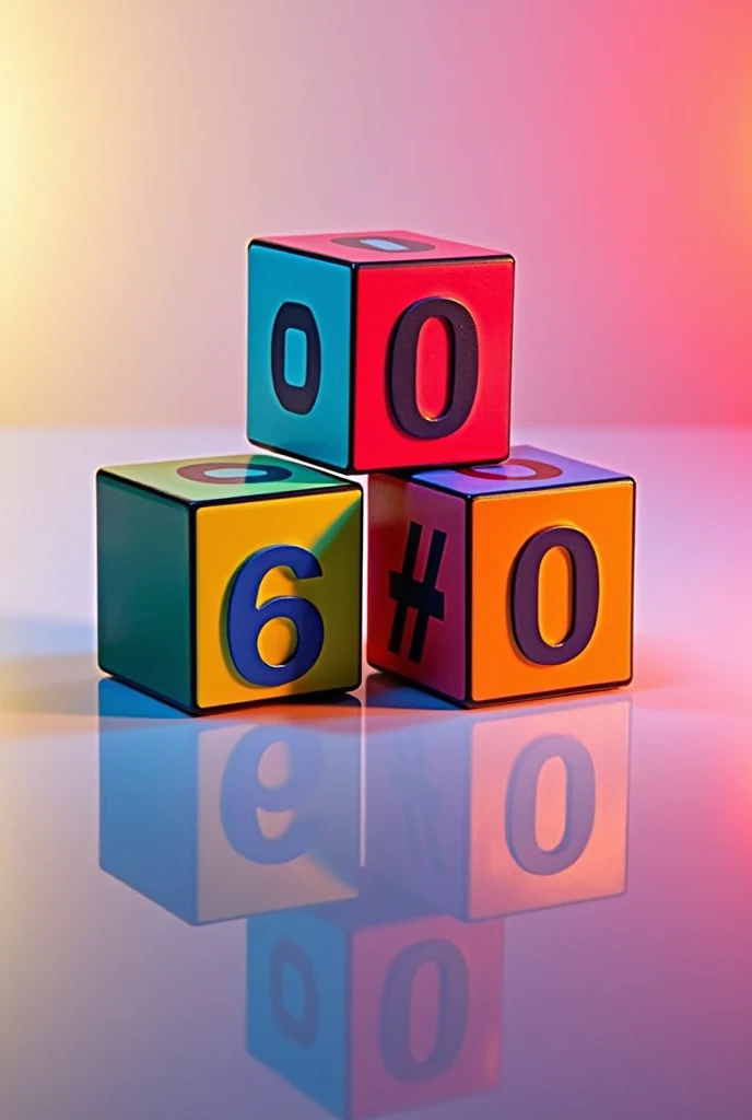3 Rubik's cubes 6x6x6, 1 with number 6, and the others with the number 0