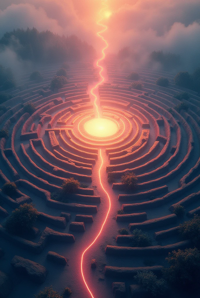 The drawing of a labyrinth with a luminous center is a symbolic representation of sexuality that can be interpreted as follows::

- The labyrinth represents the personal journey and the search for one&#39;s own desire and pleasure.. It can symbolize the exploration of one&#39;s own sexuality., with its twists and turns.
- The luminous center represents the illumination, understanding and accepting one&#39;s own sexuality. It can symbolize the discovery of one&#39;s own desire., the release of inhibitions and the connection with one&#39;s own body and emotions.

This drawing can be seen as a metaphor in the following way:

- The labyrinth can represent confusion, Uncertainty and exploration of one&#39;s own sexuality.
- The path to the center can represent the process of self-discovery and the search for one&#39;s own sexual identity..
- The luminous center can represent the arrival to understanding and acceptance of one&#39;s own sexuality, and the connection with one&#39;s own desire and pleasure.

This drawing can be a powerful way to represent sexuality as a personal journey of discovery and growth..