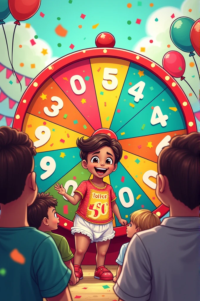 Raffle with comic numbers from 1 to 50 diaper tea