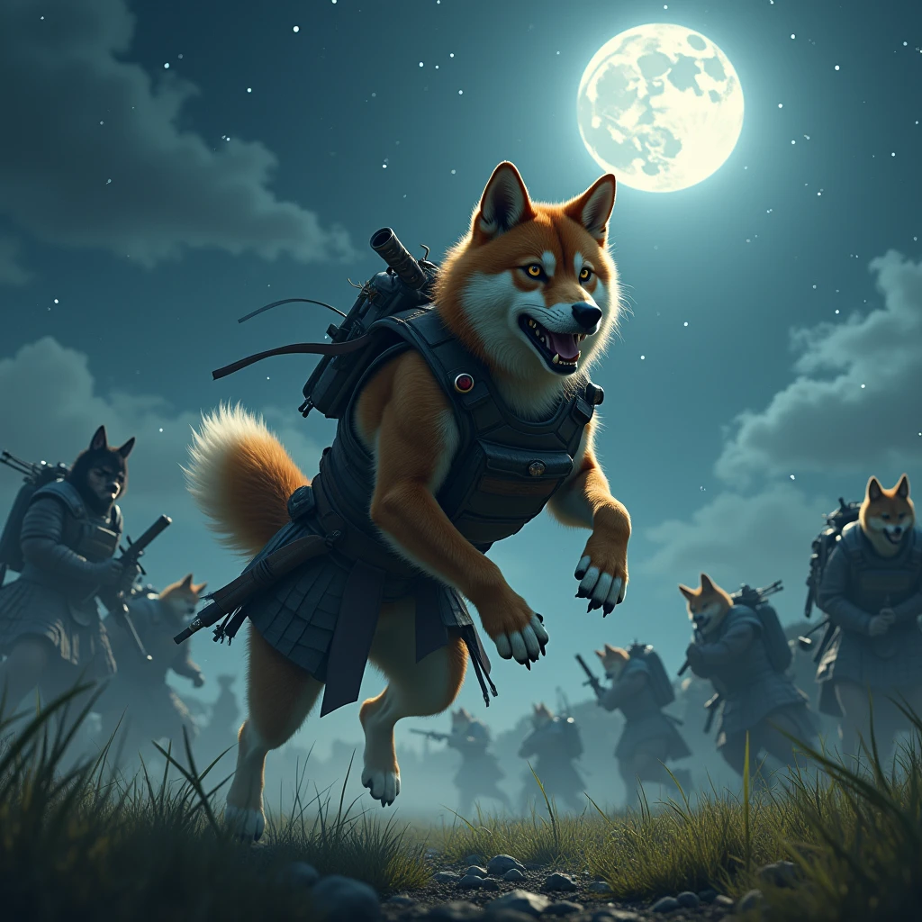 battle、狂dog、柴dog、fight、Scouter、warrior、battlefield、wing、fly、cool、dog、dog、Bulletproof vest、night、Lonely、Real、3d、Edo Period、high resolution、real