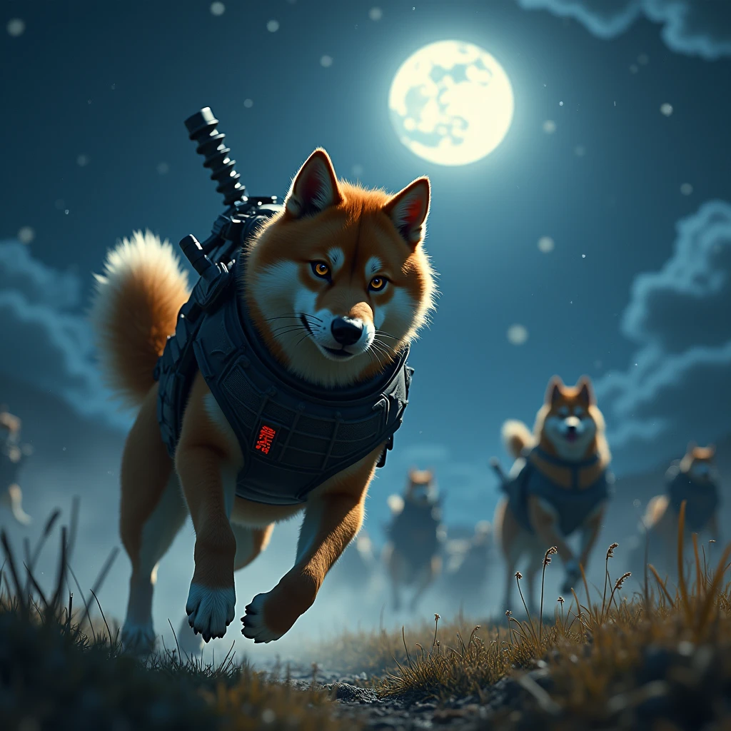 battle、狂dog、柴dog、fight、Scouter、warrior、battlefield、wing、fly、cool、dog、dog、Bulletproof vest、night、Lonely、Real、3d、Edo Period、high resolution、real