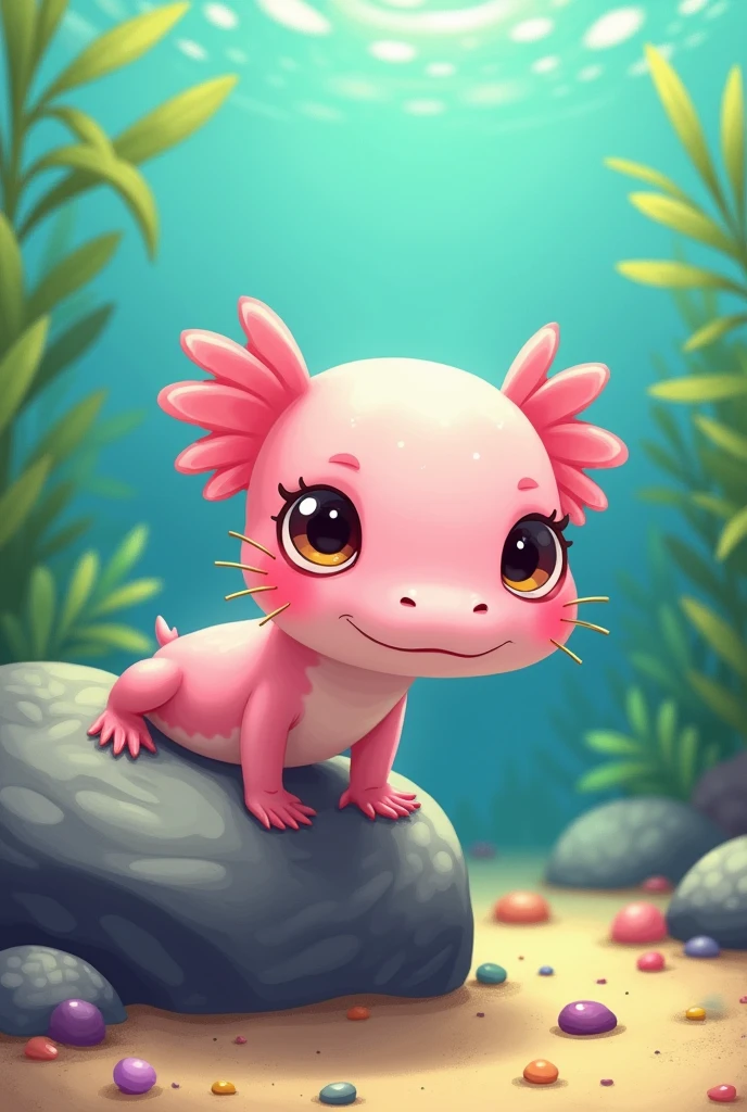 create me a drawing of a cute axolotl