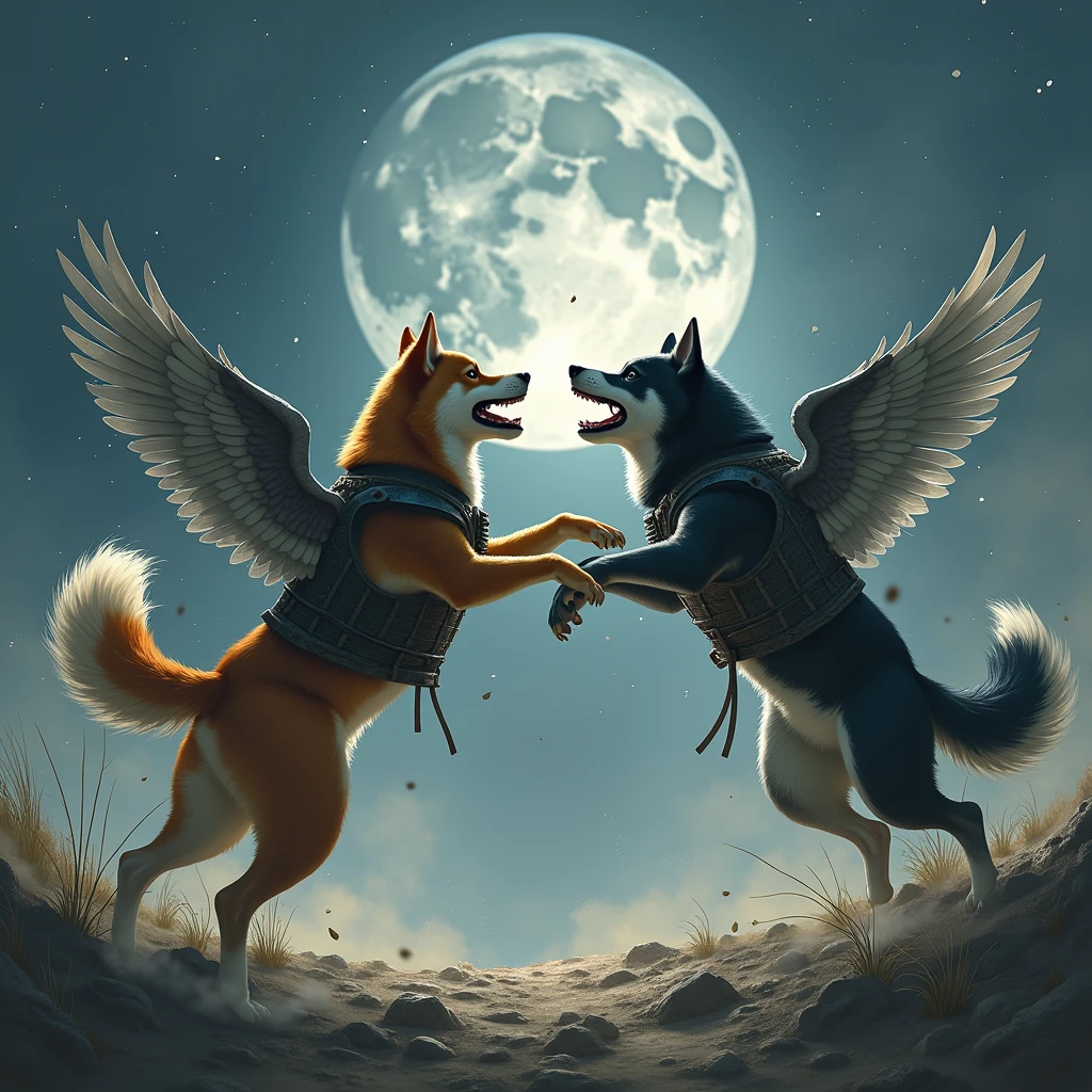 battle、狂dog、柴dog、fight、Scouter、warrior、battlefield、wing、fly、cool、dog、dog、Bulletproof vest、night、Lonely、Real、3d、Edo Period、high resolution、real