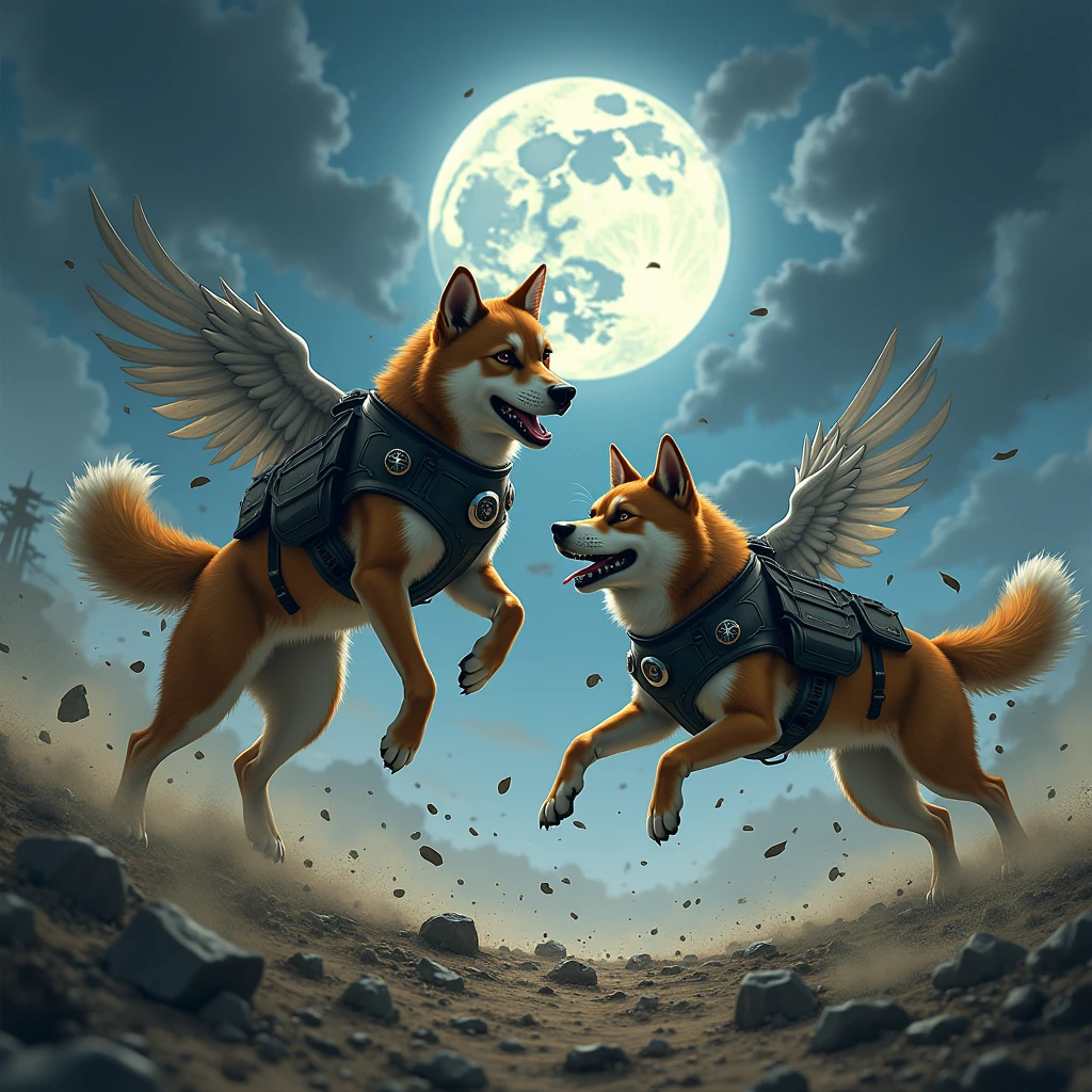 battle、狂dog、柴dog、fight、Scouter、warrior、battlefield、wing、fly、cool、dog、dog、Bulletproof vest、night、Lonely、Real、3d、Edo Period、high resolution、real